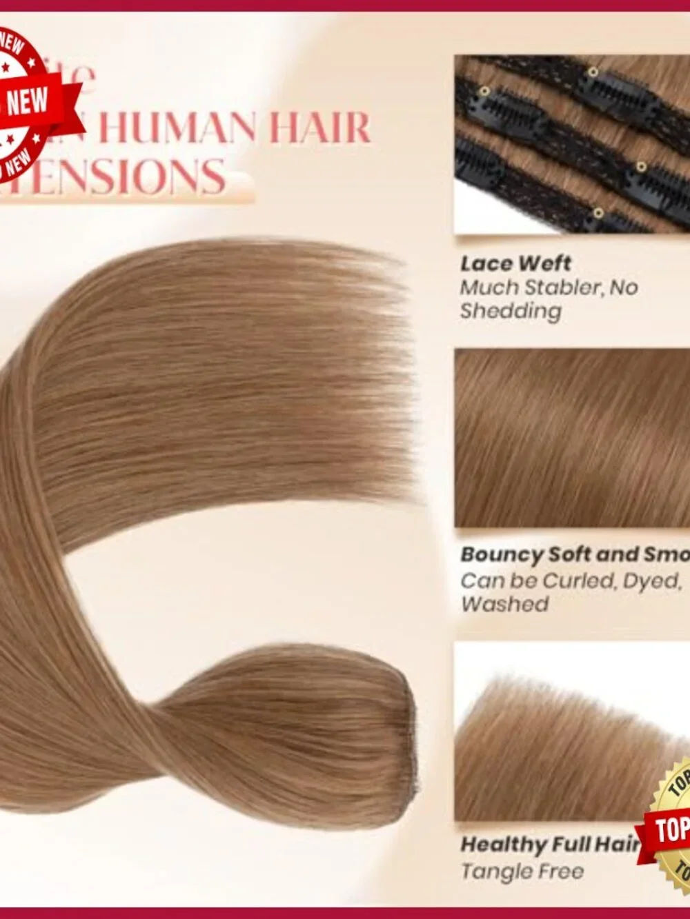 18 Inch Real Human Hair Clip-In Extensions 3 Piece Set
